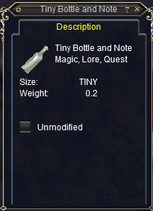 Tiny Bottle and Note